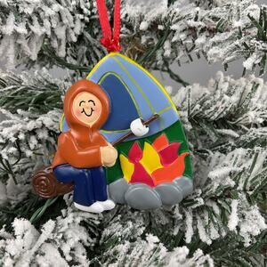 Christmas Ornament-One Person Roasting Marshmallows Over Fire